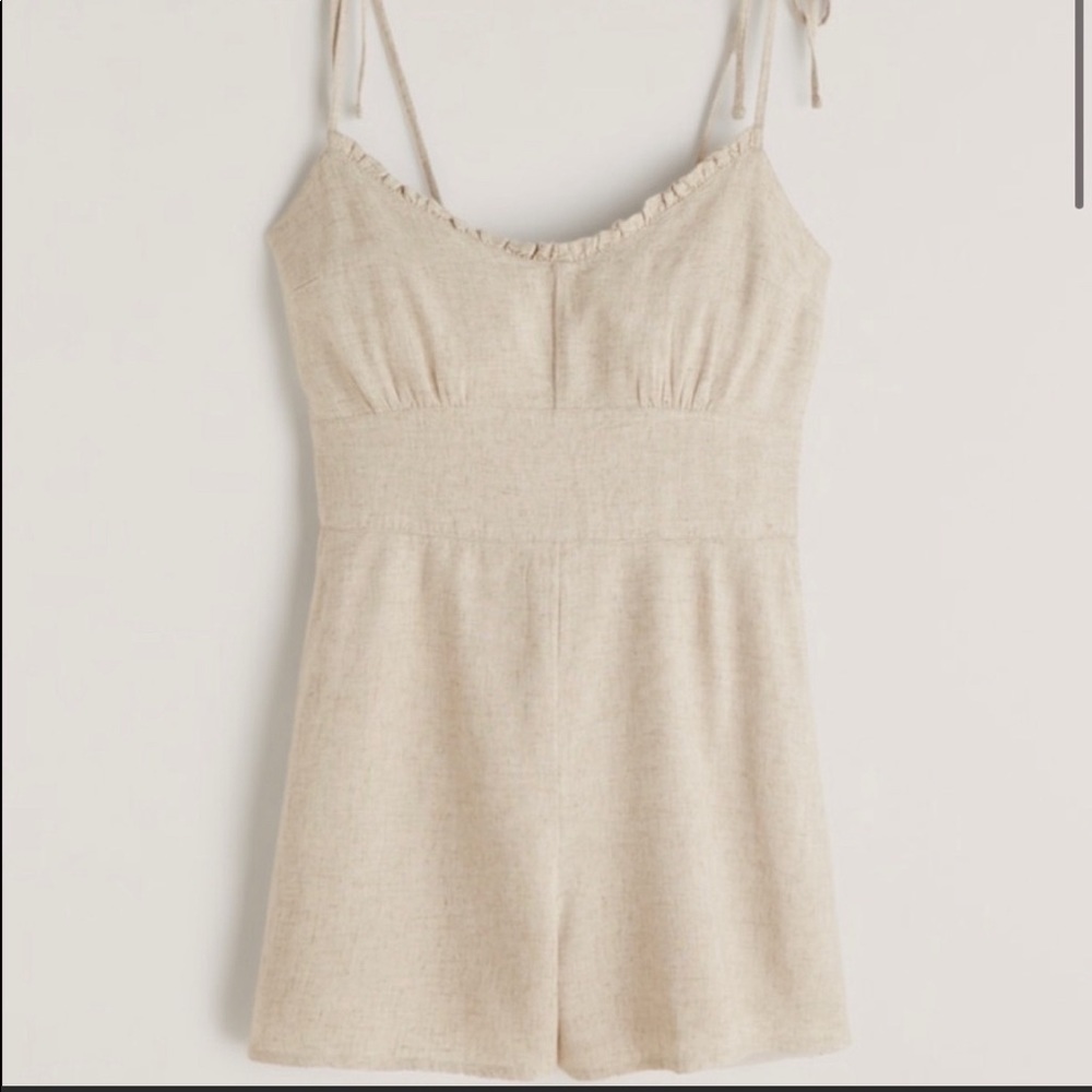 Abercrombie and Fitch Tie Strap Linen Romper